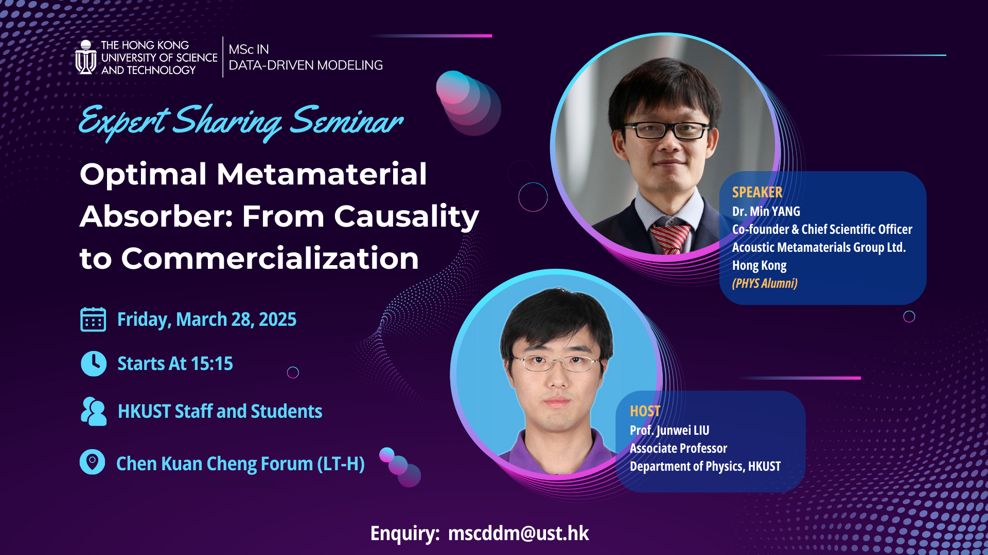 MSc(DDM) Expert Sharing Seminar Series - Optimal Metamaterial Absorber: From Causality to Commercialization