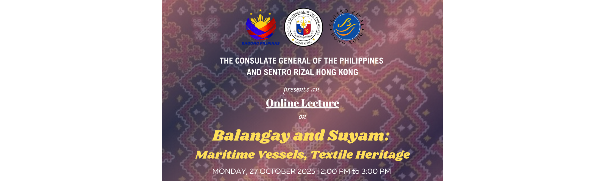 Online Lecture on Balangay and Suyam: Maritime Vessels, Textile Heritage