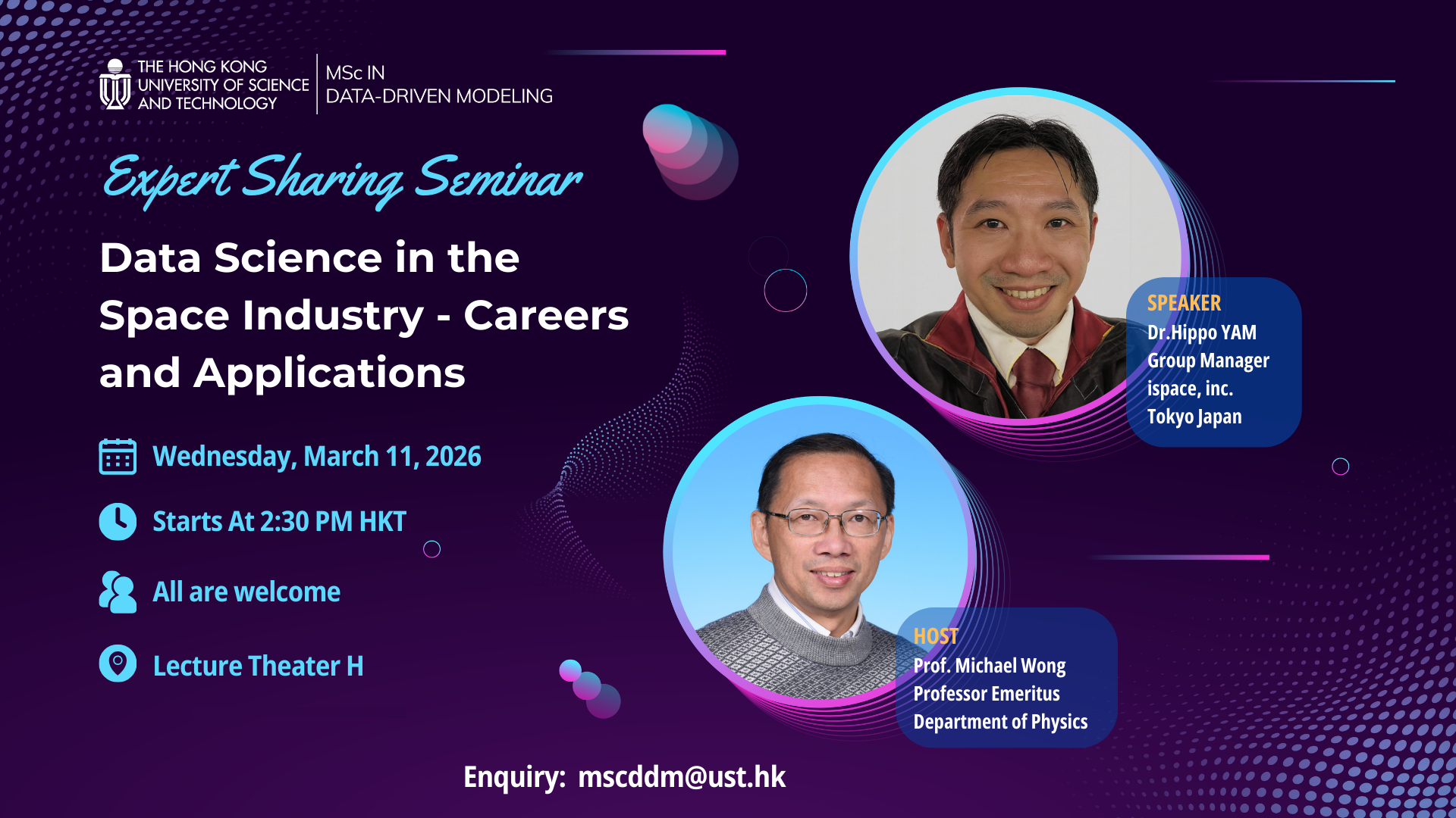MSc(DDM) Expert Sharing Seminar Series - Data Science in the Space Industry - Careers and Applications