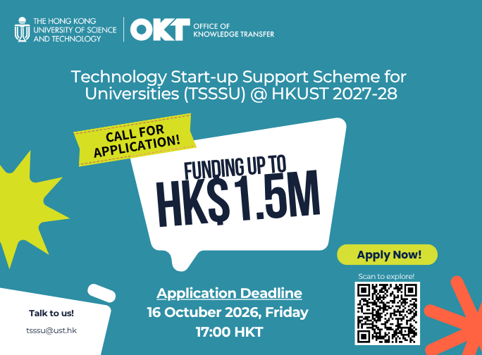 Technology Start-up Support Scheme for Universities (TSSSU) @ HKUST 2027-28