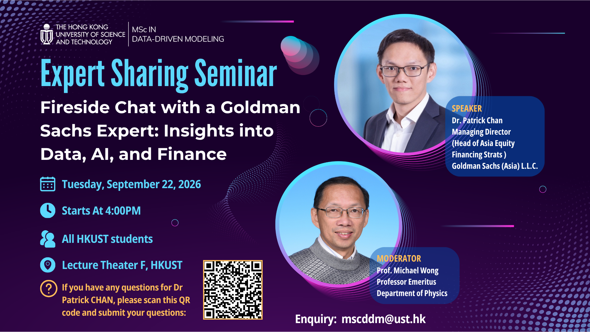 MSc(DDM) Expert Sharing Seminar Series - Fireside Chat with a Goldman Sachs Expert: Insights into Data, AI, and Finance