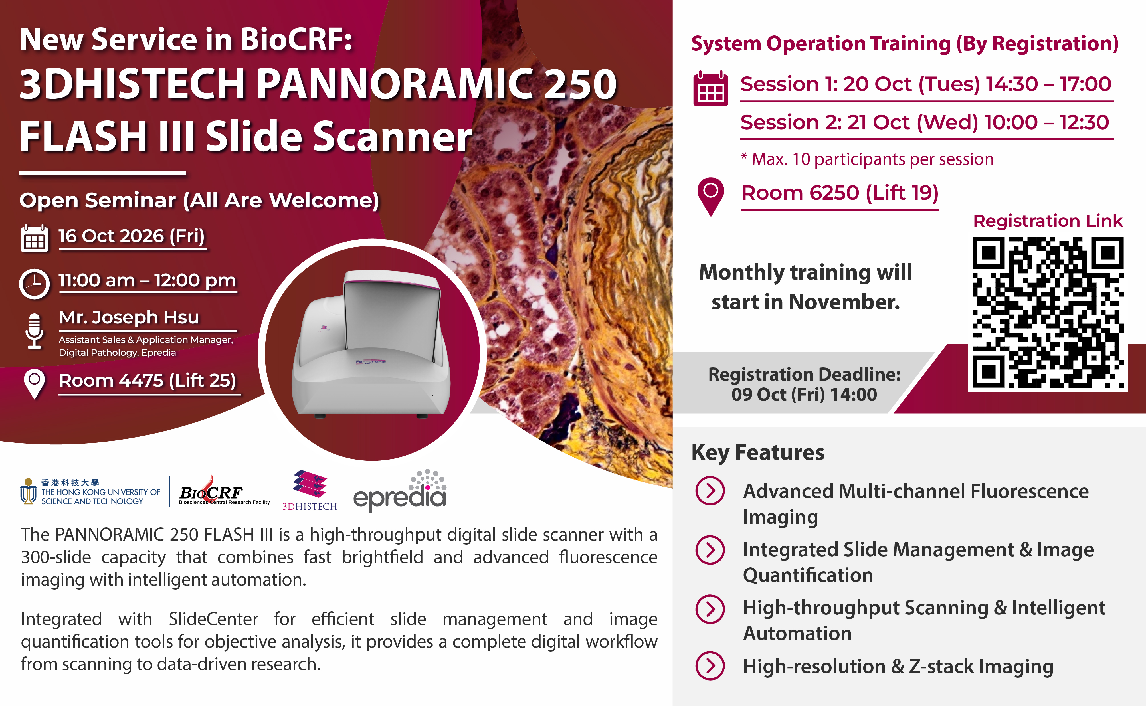 New Service in BioCRF: 3DHISTECH PANNORAMIC 250 FLASH III Slide Scanner