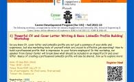 Center for Industry Engagement & Internship (IEI), SENG and Career Center - Career Development Program (Fall 2021-22)  - 1) 'Powerful CV and Cover Letter Writing & Basic LinkedIn Profile Building' Workshop