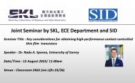 Joint seminar by SKL, ECE and SID  - Key considerations for obtaining high-performance contact-controlled thin-film transistors