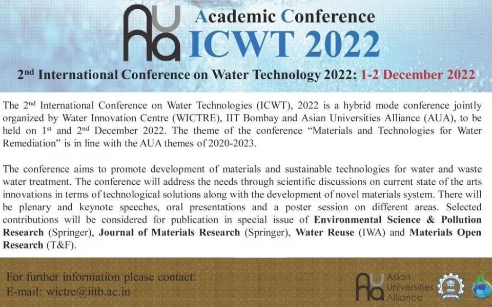 Call For Papers AUA Academic Conference 2nd International Conference On Water Technologies Call For Papers AUA Academic Conference 2nd International Conference On Water Technologies