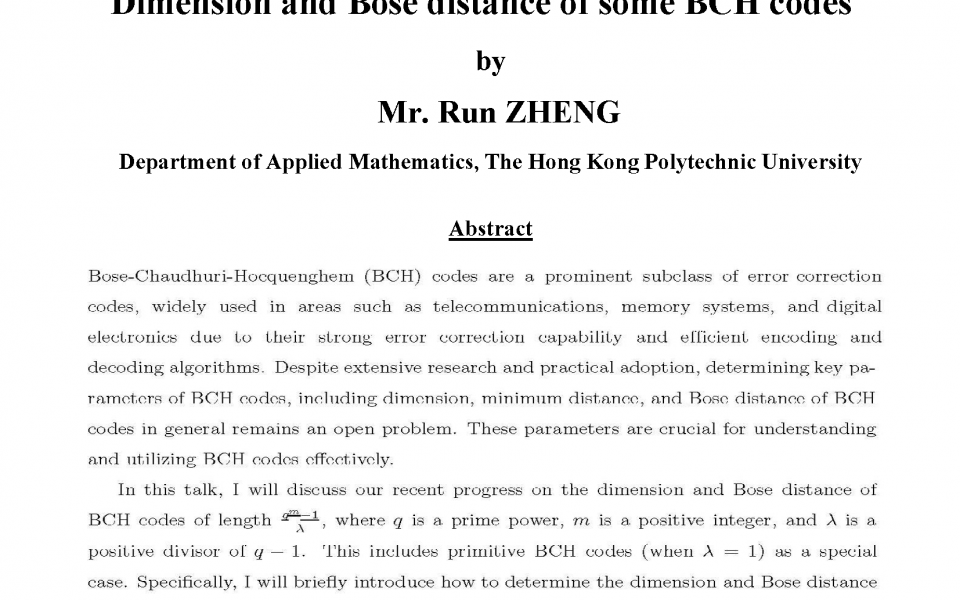 Runbing Zheng Math Department of Mathematics - Seminar on Pure Mathematics - Dimension and ...