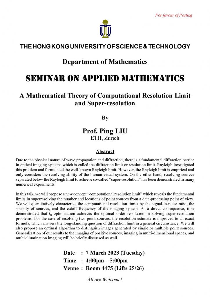Department of Mathematics - Seminar on Applied Mathematics - A ...