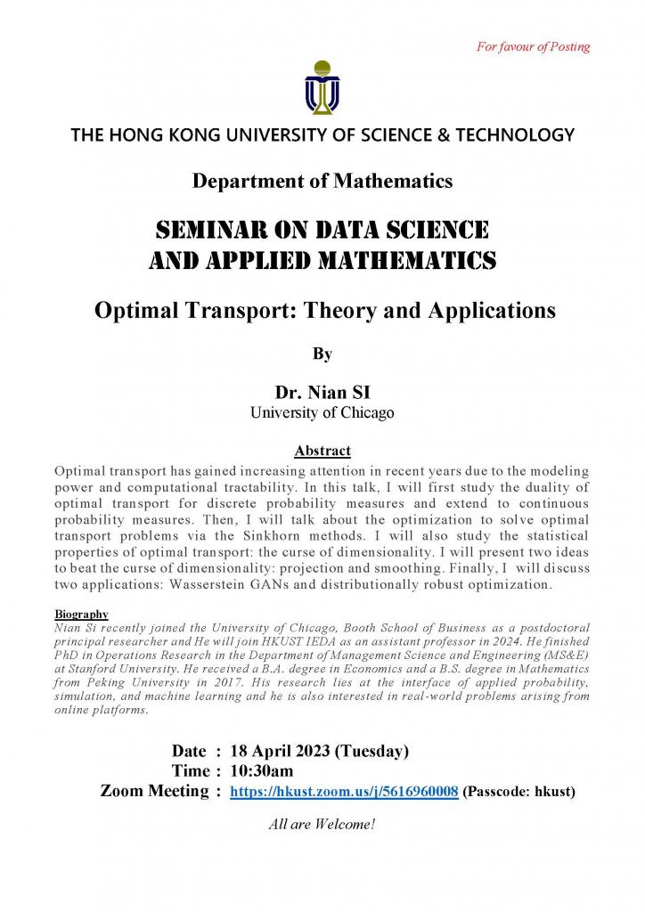 Department of Mathematics - Seminar on Data Science and Applied ...