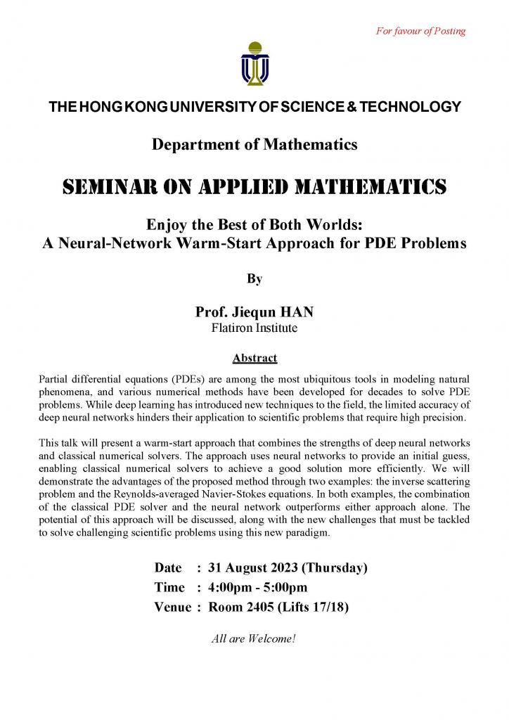 Suzhen Han Math Department of Mathematics - Seminar on Applied Mathematics - Enjoy the ...