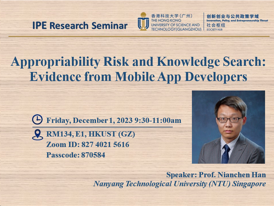 IPE THRUST SEMINAR | Appropriability Risk and Knowledge Search ...