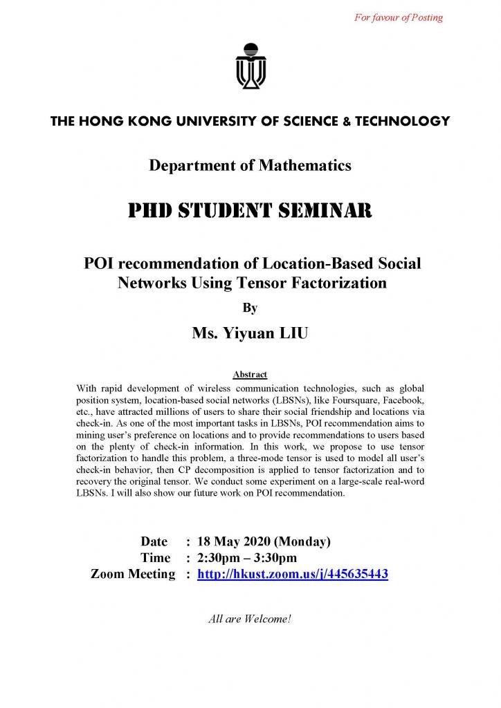 MATH_PhD Student Seminar POI of LocationBased Social